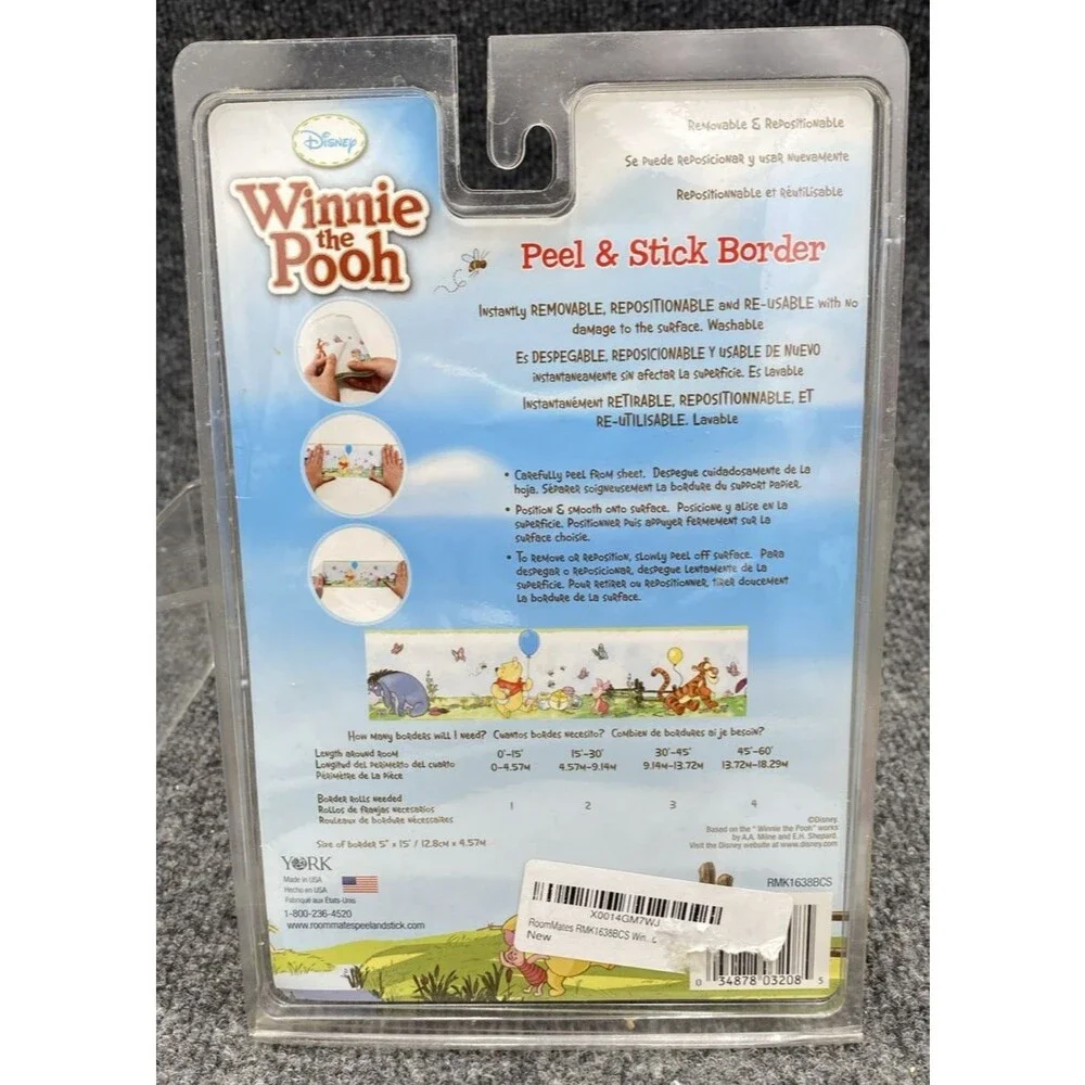 Disney Winnie the Pooh Peel and Stick Wall Border Removable Nursery Decor New